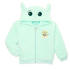 Star Wars Girls’ Grogu Faux Sherpa Cosplay Zip-Up Hoodie, Size 6/6X NWT Disney